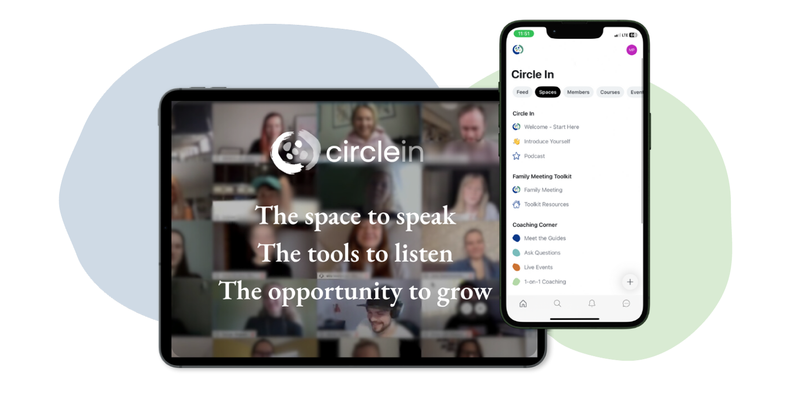 Tablet and mobile preview of Circle In Community page