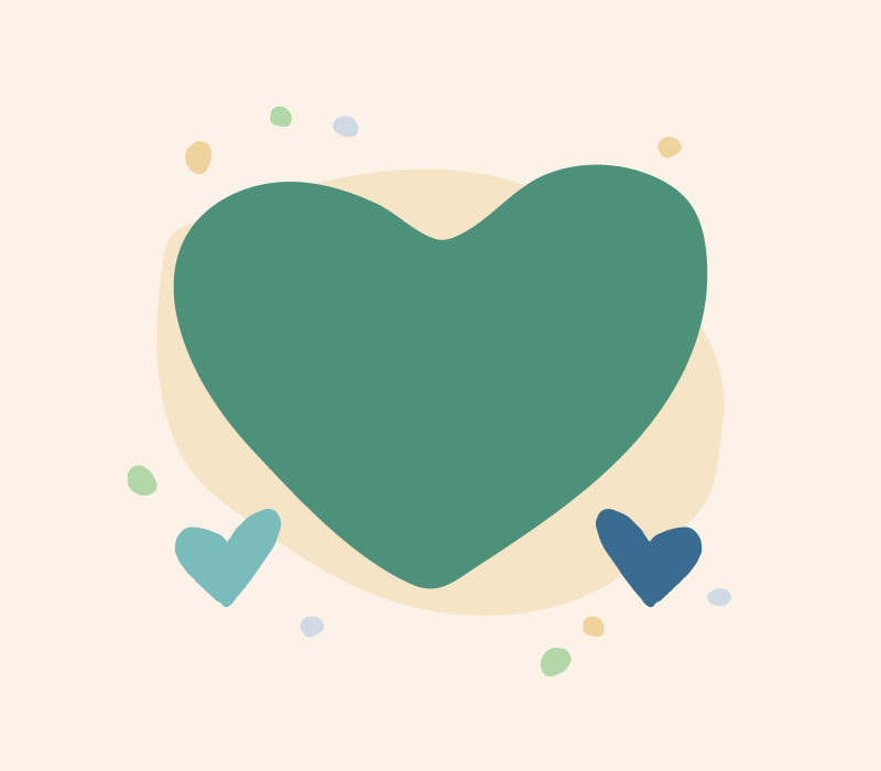 A big heart with two smaller hearts illustration for Give Today